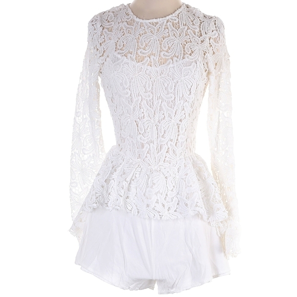 DO+BE Pants - Gorgeous All White Lace Short Jumpsuit / Romper